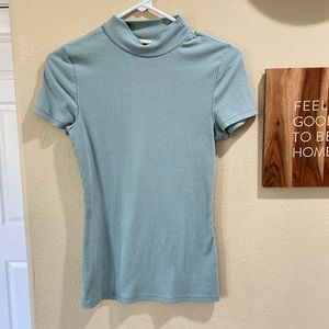 Ribbed light blue blouse. Size small.